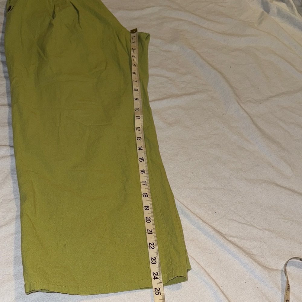 Cotton: boho Green Wide-Leg Pants. Stretch waistband Sz M - Picture 7 of 8